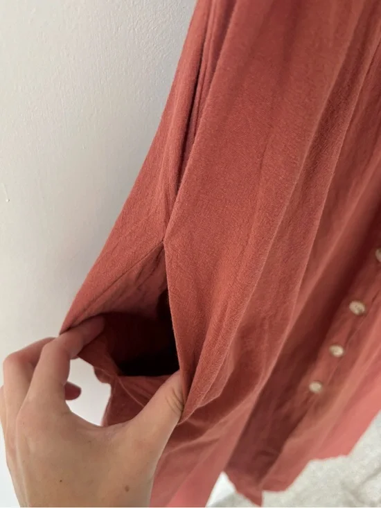 Natural Life Avery Midi Dress Button Front Rust Pink Boho Flowy Cottagecore - Picture 8 of 11